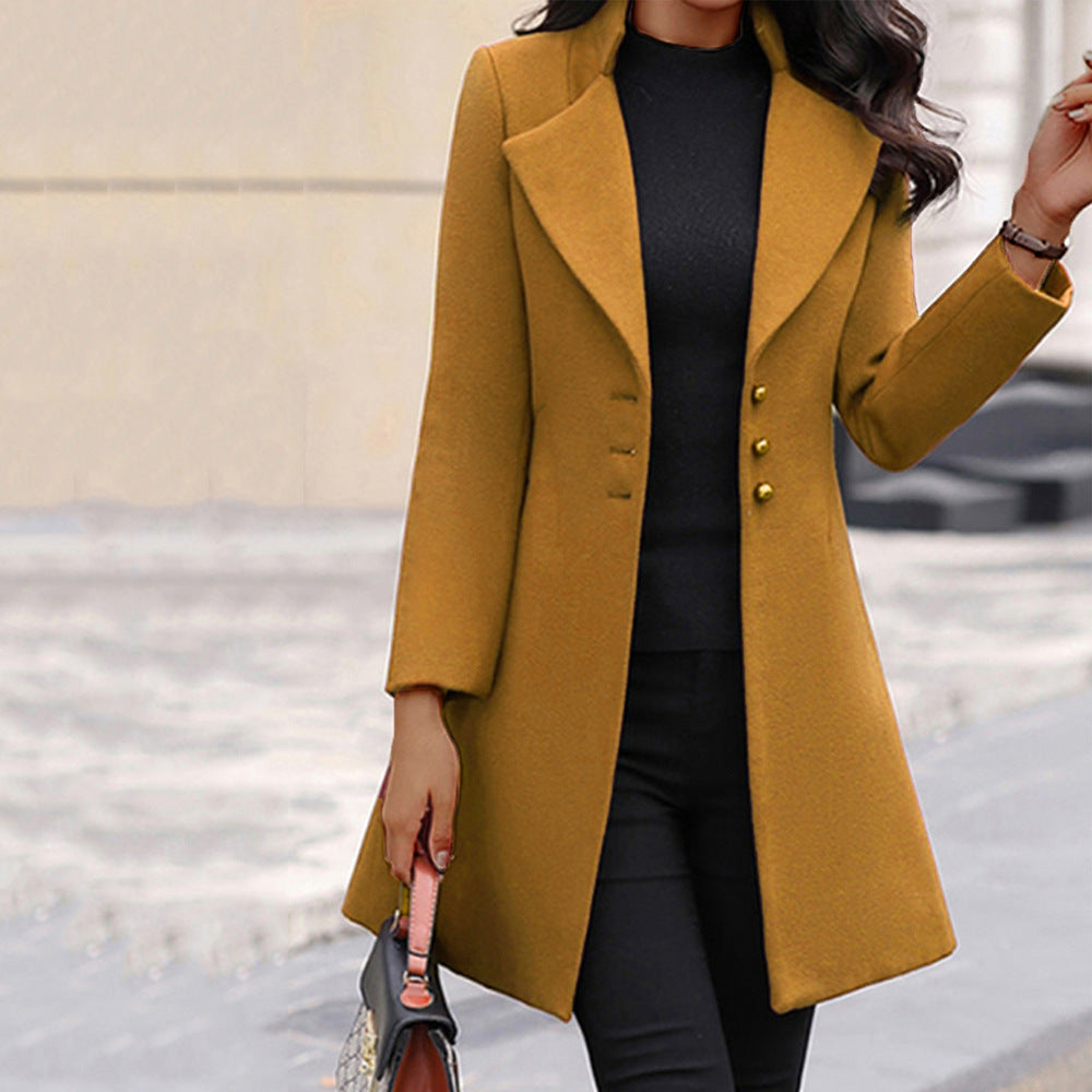 Manteau d'hiver à simple boutonnage et coupe slim à revers