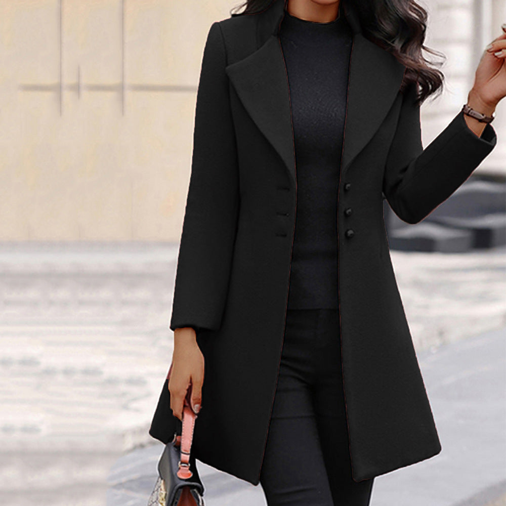 Manteau d'hiver à simple boutonnage et coupe slim à revers