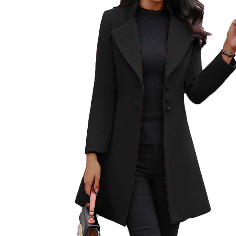 Manteau d'hiver à simple boutonnage et coupe slim à revers