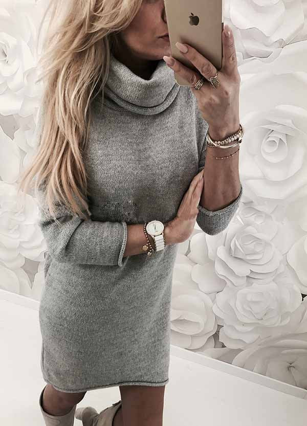 Robe Pull à Longues Manches