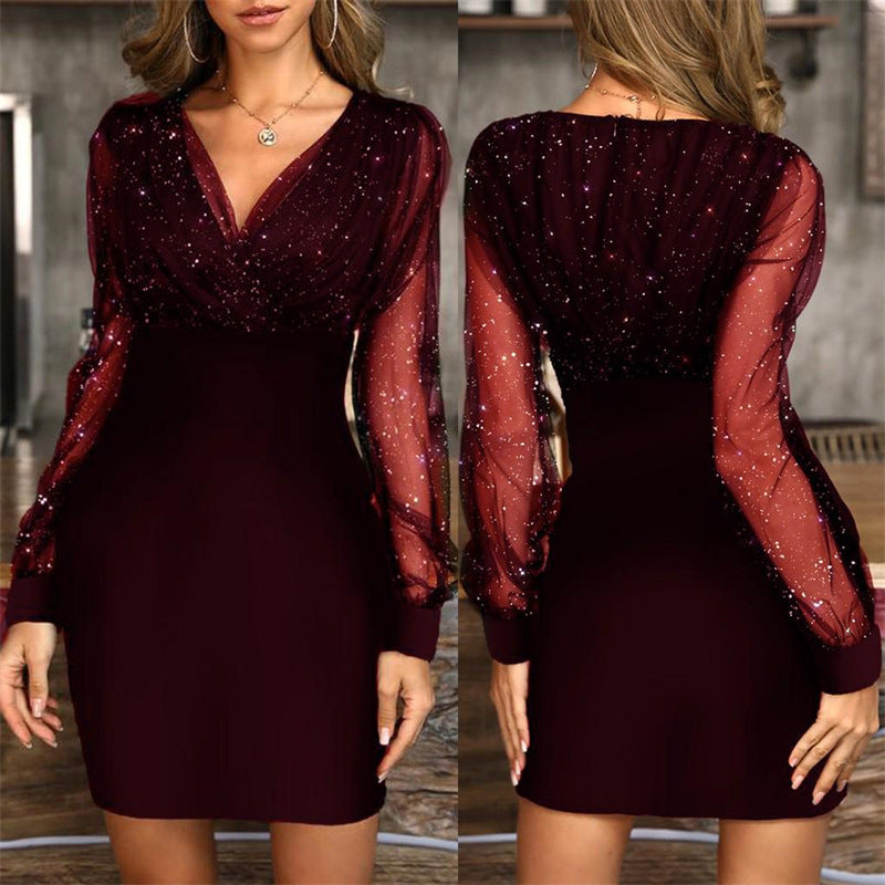 Robe Élégante à Manches Transparentes