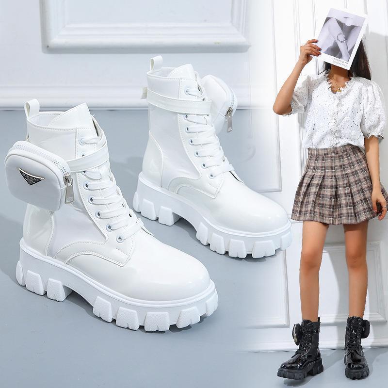 Bottes à lacets épaisses tendance avec mini-sac