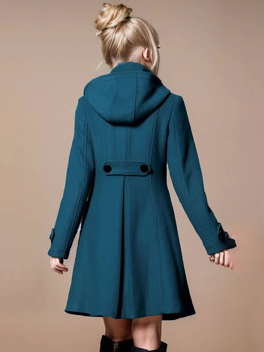 manteau double boutonnage à capuche  avec écharpe