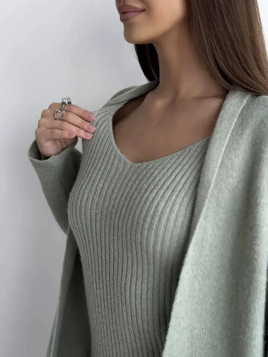 Sara | Robe longue élégante avec cardigan chaud