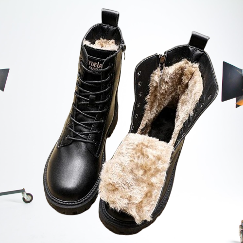 Bottes d'Hiver en Cuir Noir : Chaleur et Style pour l'Hiver