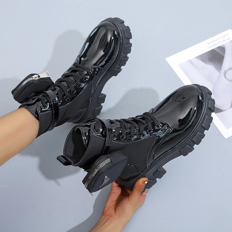 Bottes à lacets épaisses tendance avec mini-sac