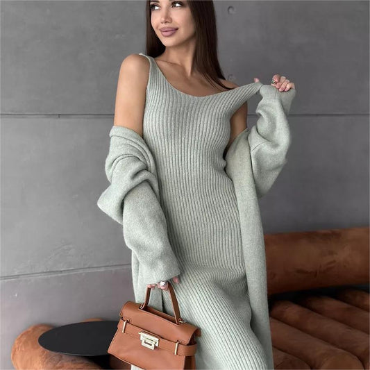 Sara | Robe longue élégante avec cardigan chaud