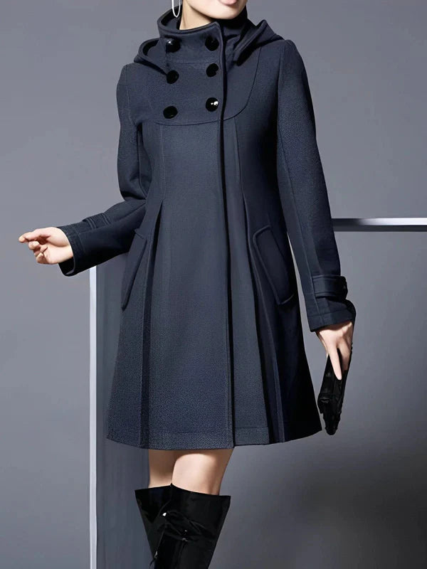 manteau double boutonnage à capuche  avec écharpe