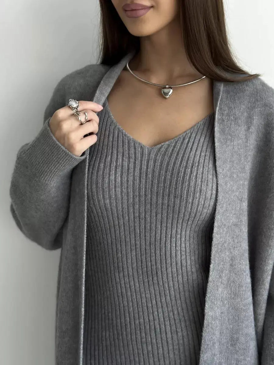 Sara | Robe longue élégante avec cardigan chaud